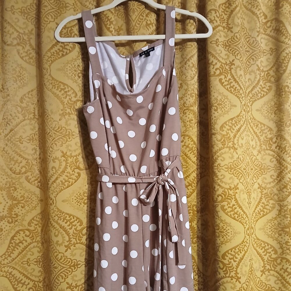Mauve and white polka dot jumpsuit xl